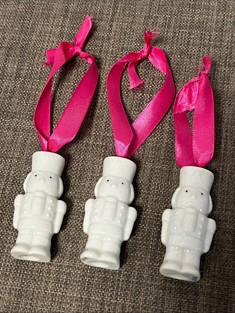 VTG Mid-Century White Ceramic Japan Nutcracker Ornaments - Set of 3
